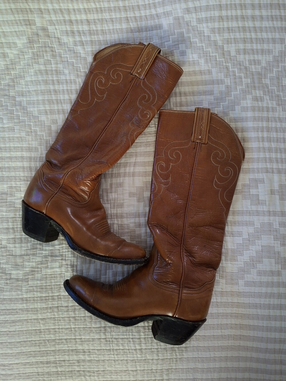 Tony Llama Cowboy Boots Size 4.5 4 1/2 Cognac Leather Boots
